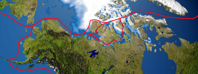 Harta traseu maritim Pasajul de Nord-Vest